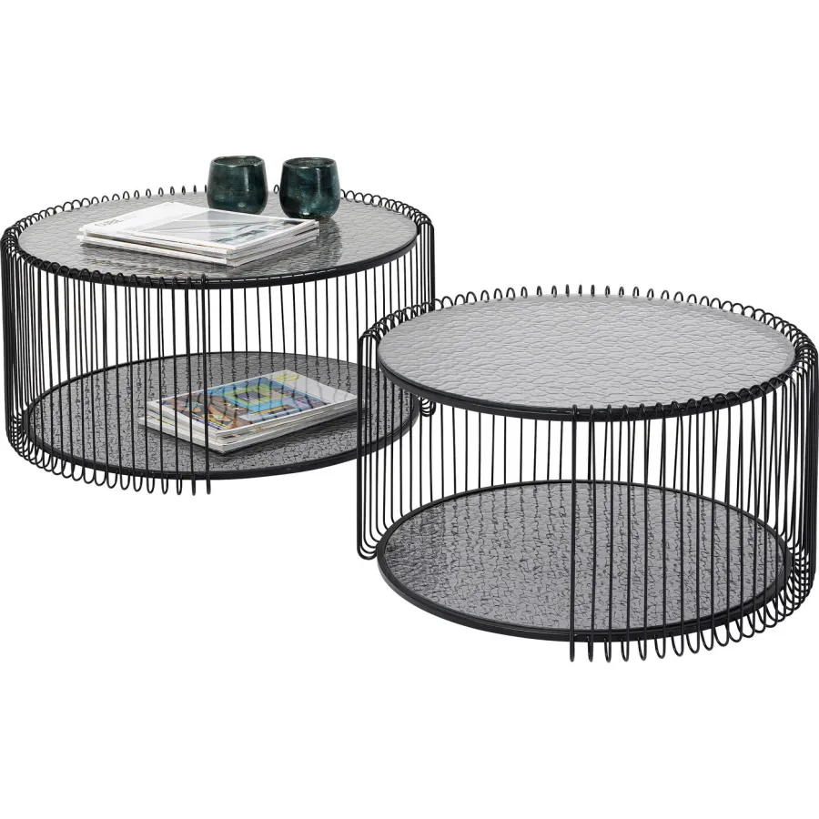 Kare Stolik kawowy WIRE (2 set) czarne 70 x 35 x 70cm / 87819
