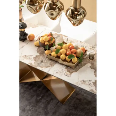 KARE Stół Rozkładany CONNESSO BRASS 200x260 x 76 x 90cm / 87666