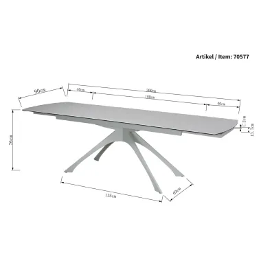 KARE Stół Rozkładany LANA biały 180-260 x 76 x 90cm /  70577
