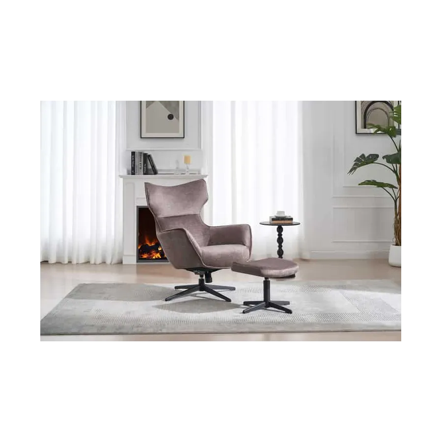 Invicta Fotel VOGUE obrotowy 360° aksamitny taupe 73cm / 46701