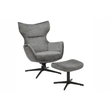 Invicta Fotel VOGUE obrotowy 360° aksamitny szary 73cm / 46703