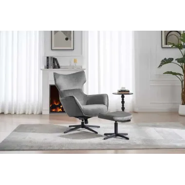 Invicta Fotel VOGUE obrotowy 360° aksamitny szary 73cm / 46703