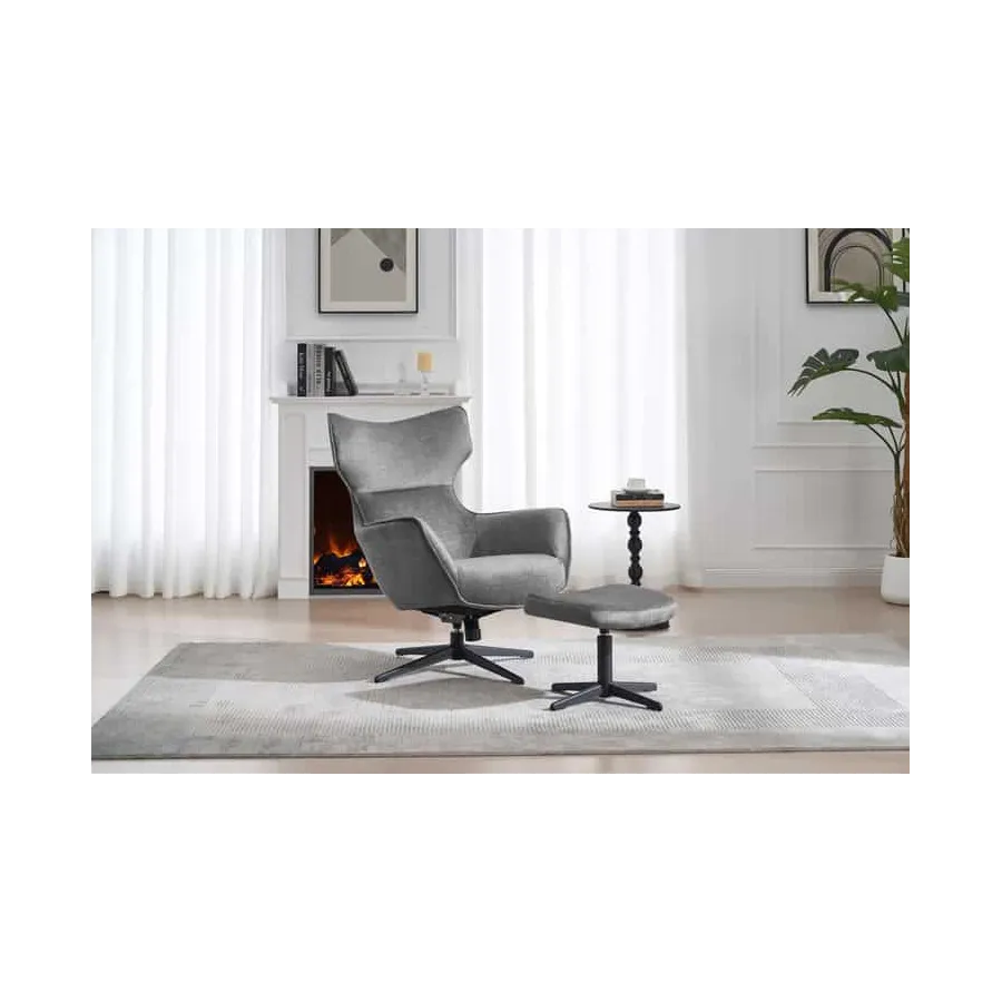 Invicta Fotel VOGUE obrotowy 360° aksamitny szary 73cm / 46703