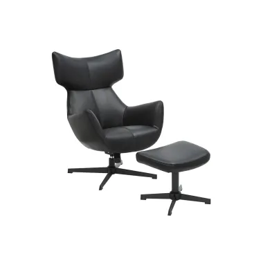 Invicta Fotel VOGUE obrotowy 360° imitacja czarnej skóry 73cm / 47718