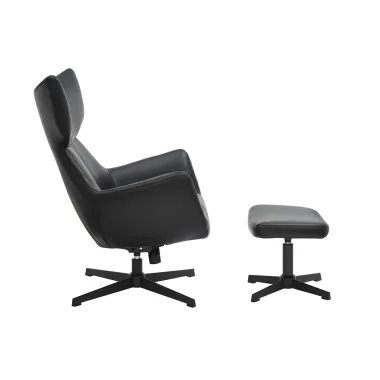 Invicta Fotel VOGUE obrotowy 360° imitacja czarnej skóry 73cm / 47718