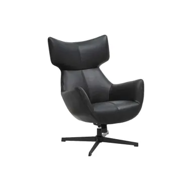 Invicta Fotel VOGUE obrotowy 360° imitacja czarnej skóry 73cm / 47718