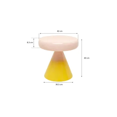 Kare Stolik boczny RICI zółto-różowy 42 x 40 x 42cm / 70366