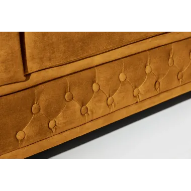 Sofa CHESTERFIELD 3 osobowa musztardowo żółty aksamit 205cm / 47032