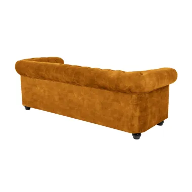 Sofa CHESTERFIELD 3 osobowa musztardowo żółty aksamit 205cm / 47032