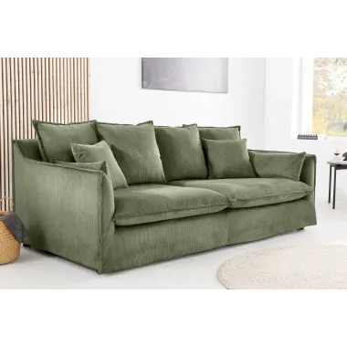 Invicta Sofa HEAVEN 3 osobowa zielony sztruks 202 x 88 x 105cm / 46107