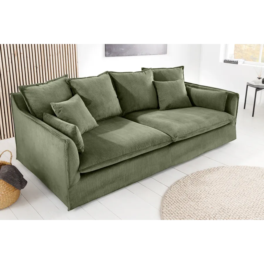 Invicta Sofa HEAVEN 3 osobowa zielony sztruks 202 x 88 x 105cm / 46107