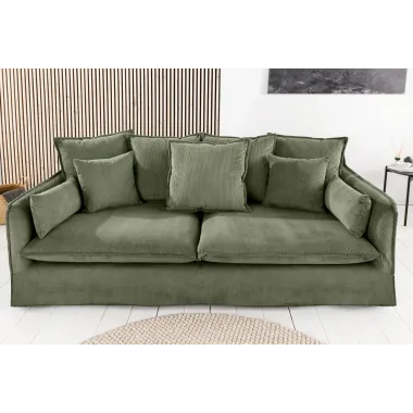 Invicta Sofa HEAVEN 3 osobowa zielony sztruks 202 x 88 x 105cm / 46107