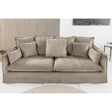 Invicta Sofa HEAVEN 3 osobowa beżowy sztruks 202 x 88 x 105cm / 46108