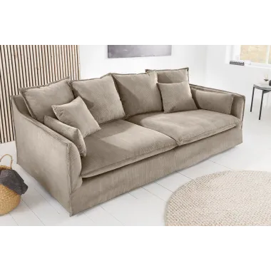 Invicta Sofa HEAVEN 3 osobowa beżowy sztruks 202 x 88 x 105cm / 46108