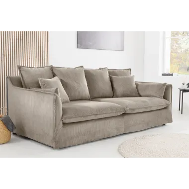 Invicta Sofa HEAVEN 3 osobowa beżowy sztruks 202 x 88 x 105cm / 46108