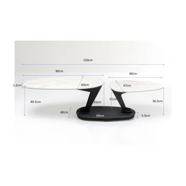 KARE Stolik kawowy FRANKLIN biały 150 x 42 x 58cm / 86326