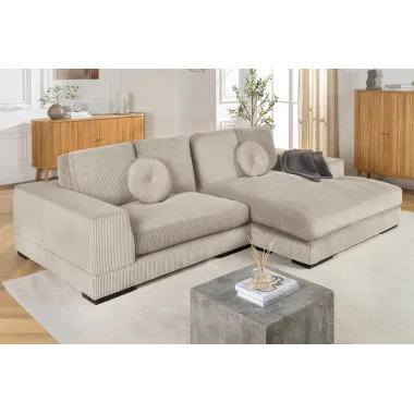 Invicta Sofa narożna BABYLON XXL sztruks beżowy 270 x 85 x 175cm / 43859
