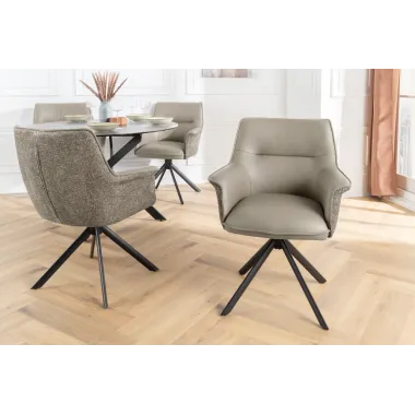 Invicta Krzesło obrotowe LE GRAND 180° taupe z podłokietnikami w skórze 68 x 87 x 68cm / 46990