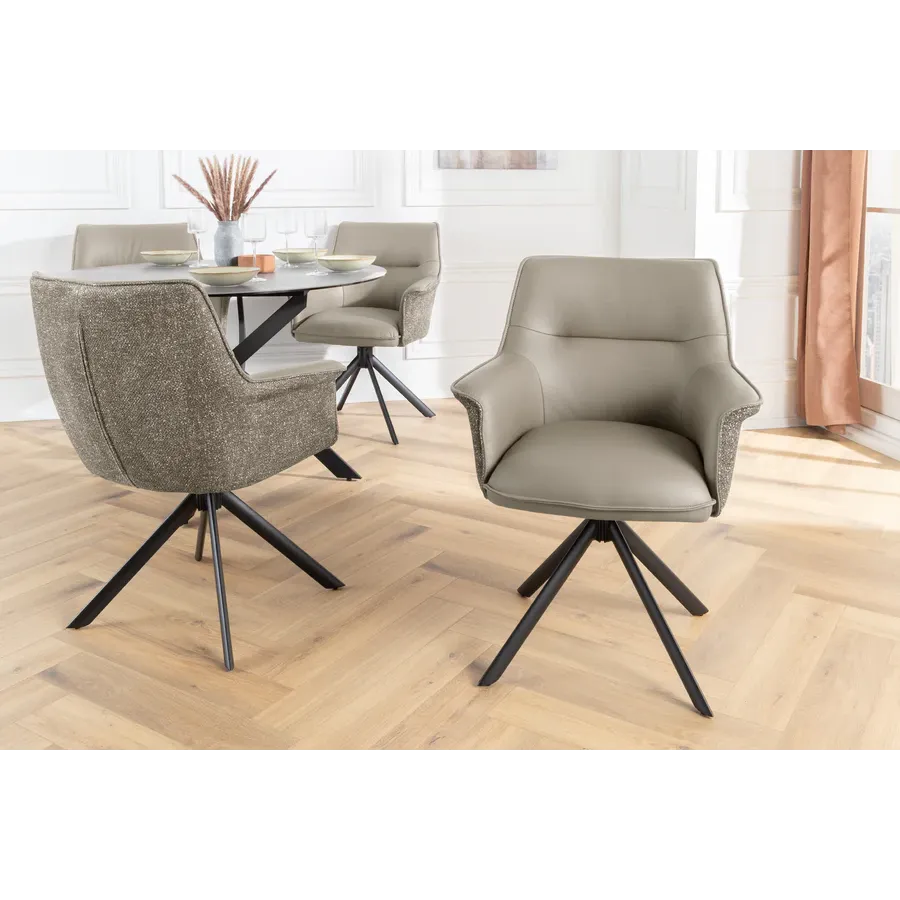 Invicta Krzesło obrotowe LE GRAND 180° taupe z podłokietnikami w skórze 68 x 87 x 68cm / 46990