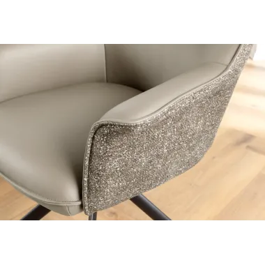 Invicta Krzesło obrotowe LE GRAND 180° taupe z podłokietnikami w skórze 68 x 87 x 68cm / 46990