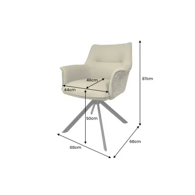Invicta Krzesło obrotowe LE GRAND 180° taupe z podłokietnikami w skórze 68 x 87 x 68cm / 46990
