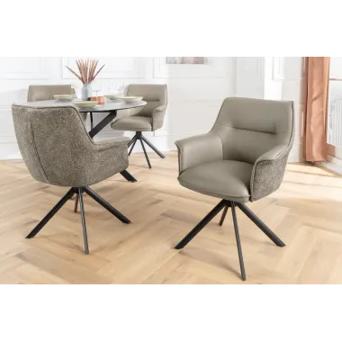 Invicta Krzesło obrotowe LE GRAND 180° taupe z podłokietnikami w skórze 68 x 87 x 68cm / 46990