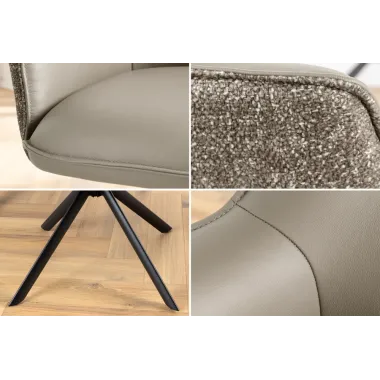 Invicta Krzesło obrotowe LE GRAND 180° taupe z podłokietnikami w skórze 68 x 87 x 68cm / 46990