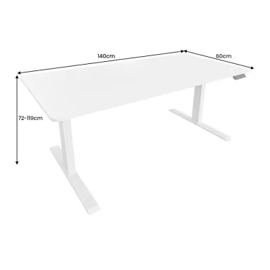 Invicta Biurko WHITE DESK z regulacją wysokości antracyt z czarną ramą 140 x 72-119 x 60cm / 47548