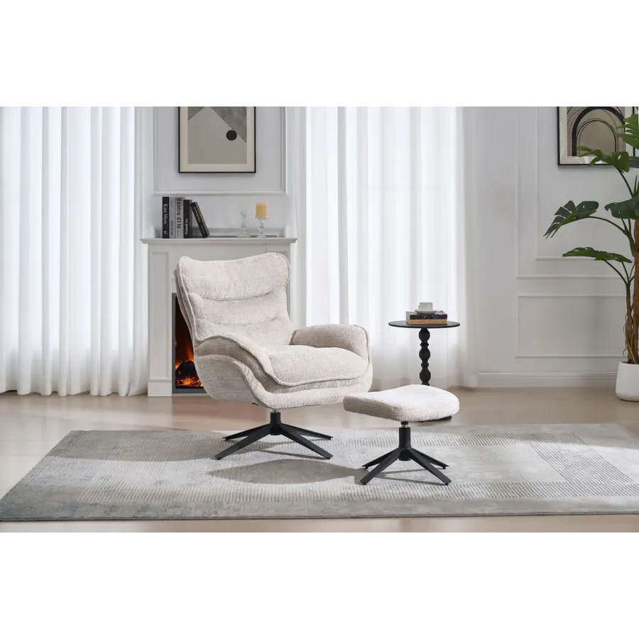 Invicta Fotel CLOUD 360° obrotowy szampański 80 x 95 x 92cm / 46705