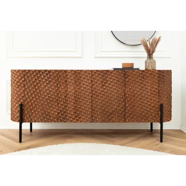 Invicta Komoda ADLON 3D brązowe mango 177 x 76 x 38cm / 47148