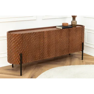 Invicta Komoda ADLON 3D brązowe mango 177 x 76 x 38cm / 47148