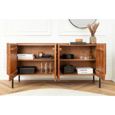 Invicta Komoda ADLON 3D brązowe mango 177 x 76 x 38cm / 47148