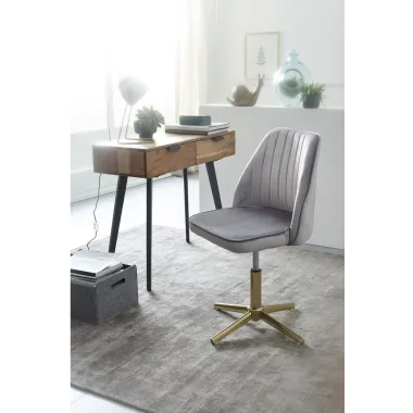 Wohnling Fotel biurowy szary aksamit 60 x 80-100 x 60cm / WL6.302