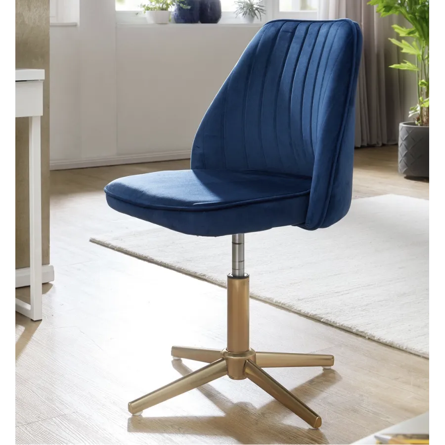 Wohnling Fotel biurowy niebieski aksamit 60 x 80-100 x 60cm / WL6.304