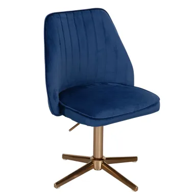 Wohnling Fotel biurowy niebieski aksamit 60 x 80-100 x 60cm / WL6.304