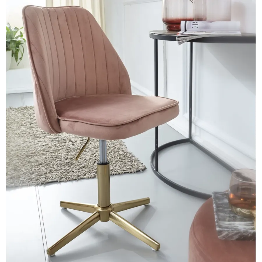 Wohnling Fotel biurowy różowy aksamit 60 x 80-100 x 60cm / WL6.303