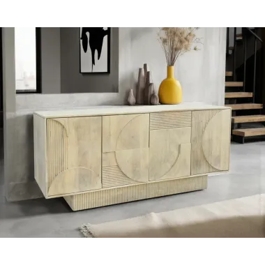 Invicta Komoda ART DECO 3D drewno mango białe 170cm / 46800