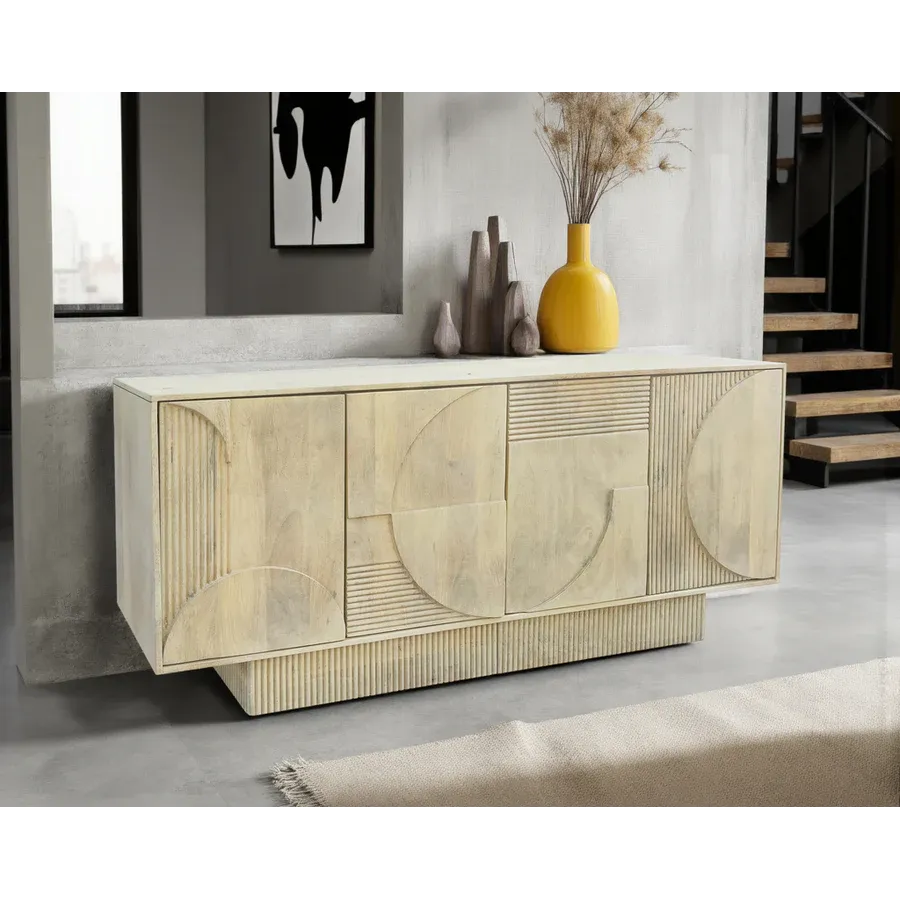 Invicta Komoda ART DECO 3D drewno mango białe 170cm / 46800