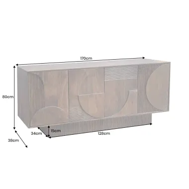 Invicta Komoda ART DECO 3D drewno mango brązowe 170cm / 46802