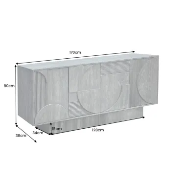 Invicta Komoda ART DECO 3D drewno mango szare 170cm / 46801