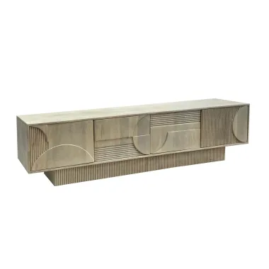 Invicta Szafka RTV ART DECO drewno mango białe 200cm / 46803