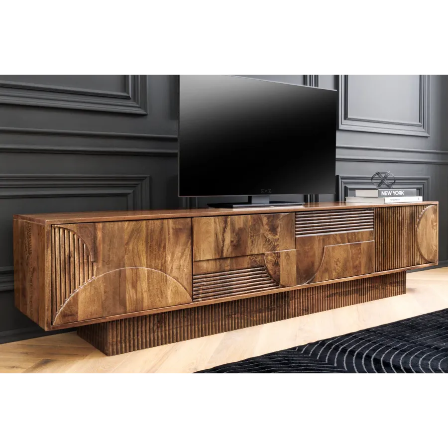 Invicta Szafka RTV ART DECO drewno mango brązowe 200cm / 46805