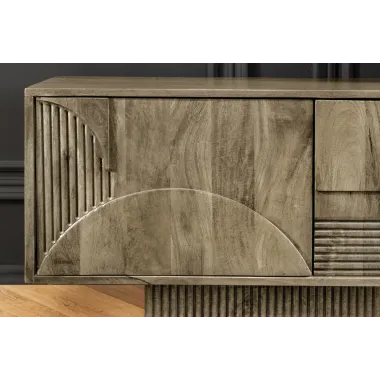 Invicta Szafka RTV ART DECO drewno mango szare 200cm / 46804