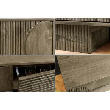 Invicta Szafka RTV ART DECO drewno mango szare 200cm / 46804