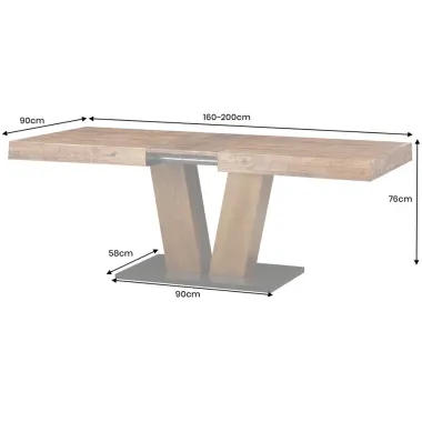 Invicta Stół RANCHO rozkładany sosna naturalna 160 - 200 x 76 x 90cm / 46555