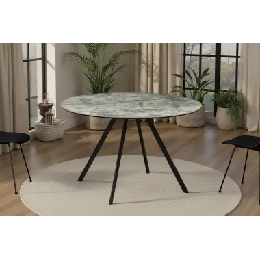 Invicta Stół do jadalni ATELIER optyka szarego marmuru Ø 100 x 75cm / 46569