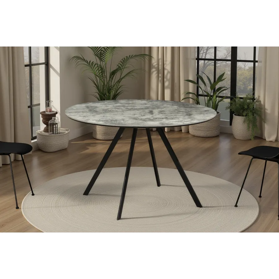 Invicta Stół do jadalni ATELIER optyka szarego marmuru Ø 100 x 75cm / 46569
