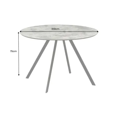 Invicta Stół do jadalni ATELIER optyka szarego marmuru Ø 100 x 75cm / 46569