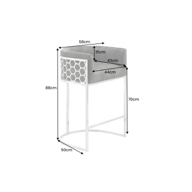 Invicta Hoker barowy ELEGANCE szary aksamit srebrna rama 58 x 88 x 50cm / 47504