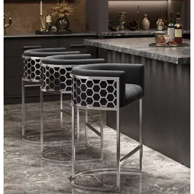 Invicta Hoker barowy ELEGANCE szary aksamit srebrna rama 58 x 88 x 50cm / 47504